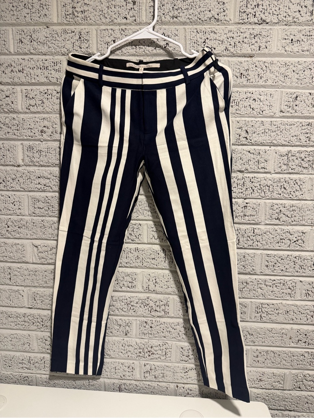 RACHEL Rachel Roy Navy and White Striped Cropped Pants
